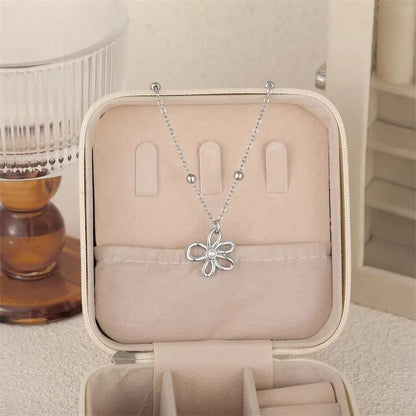 18K Gold Plated Flower Pendant Necklace with Pearl Center 