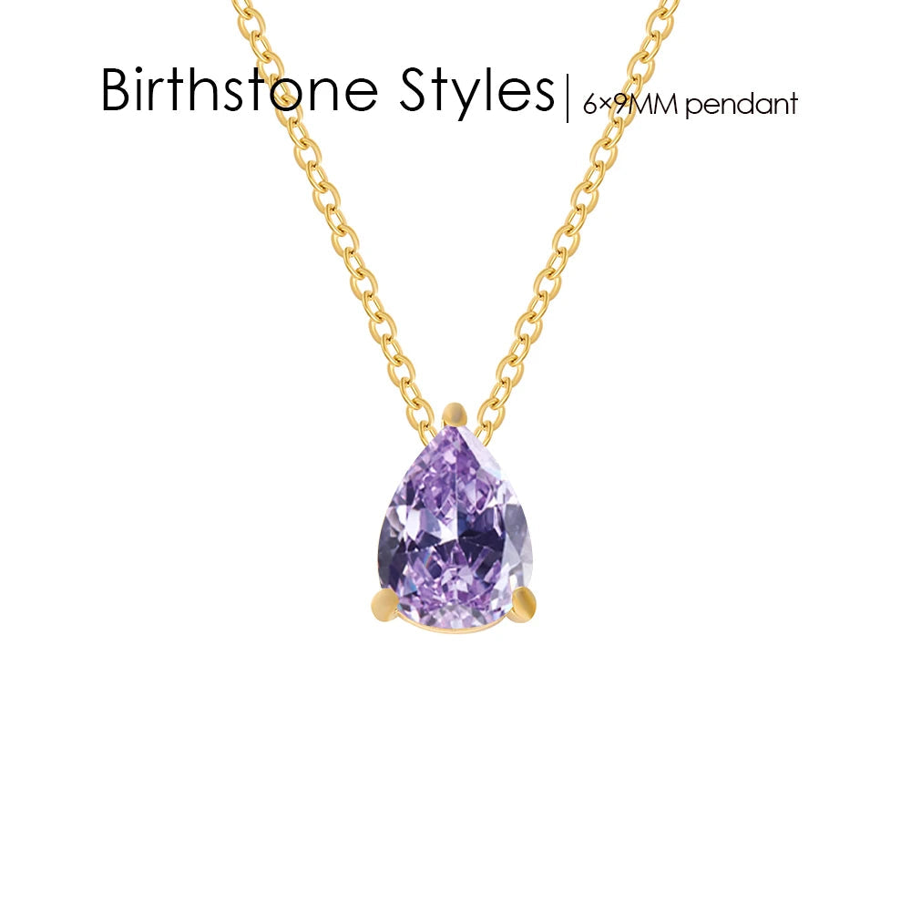 Teardrop Birthstone Necklace
