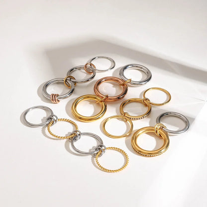 18K Elegant Gold&Bronze&Silver Stacked Rings
