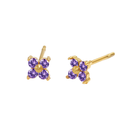 Birthstone Flower Stud Earrings