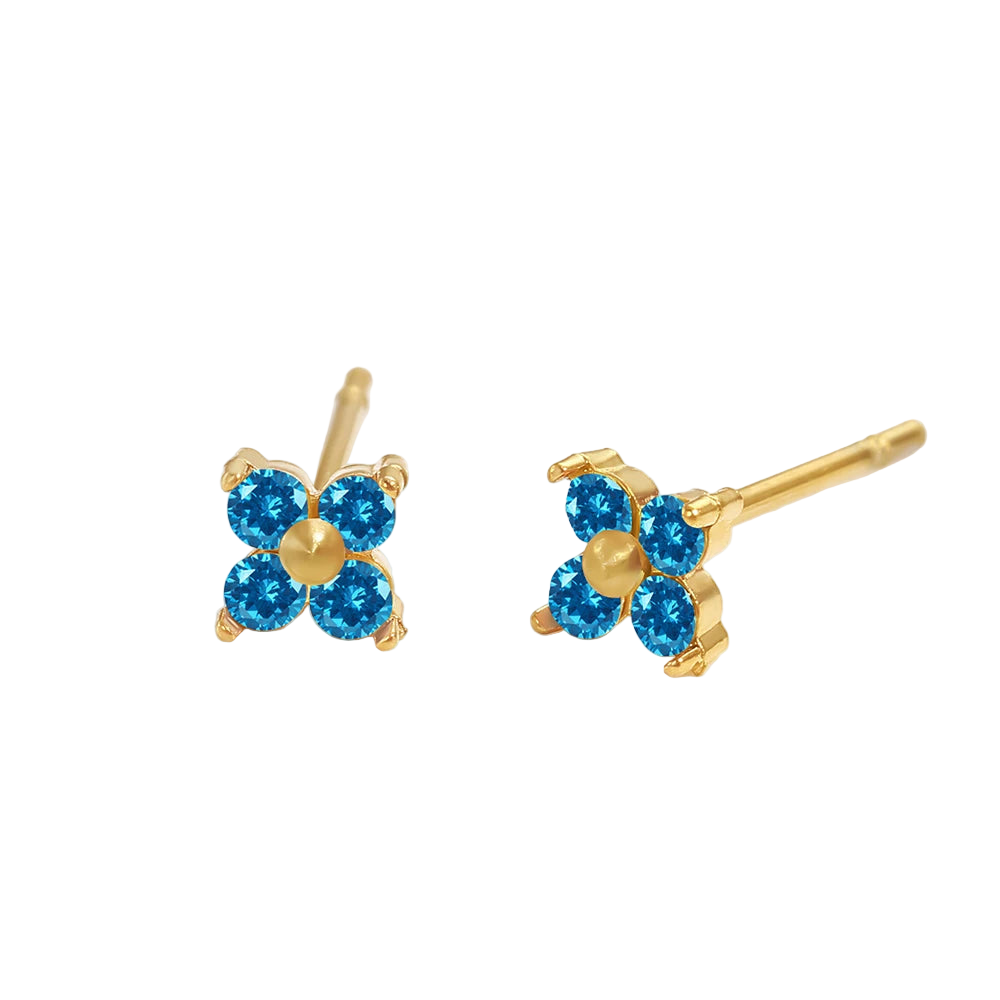 Birthstone Flower Stud Earrings