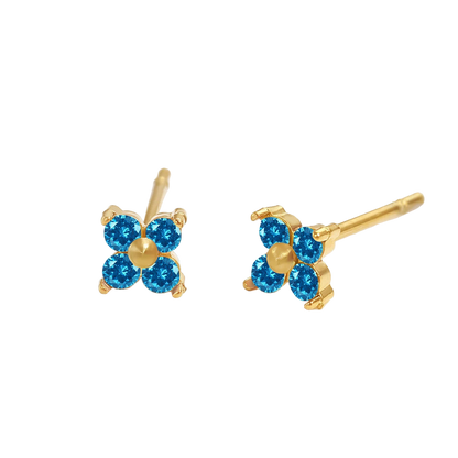 Birthstone Flower Stud Earrings