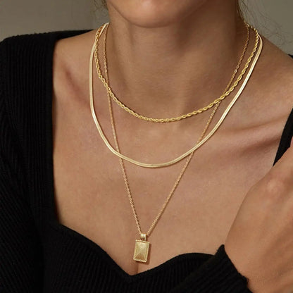 18K Gold Plated Radiant Rectangle Necklace