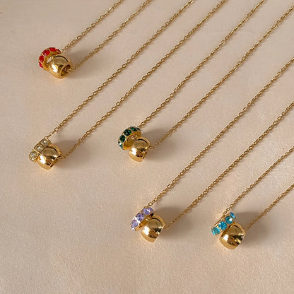 18K Gold Plated Birthstone Charm Necklace