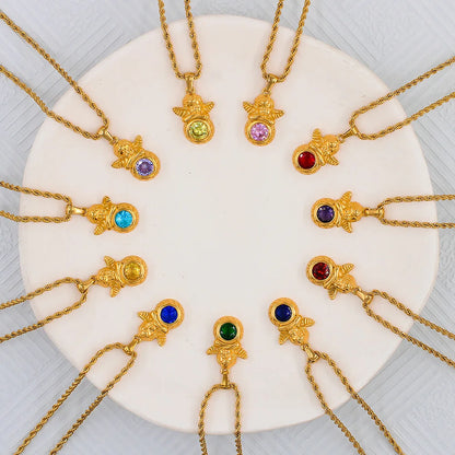 Dainty Angel Birthstone Necklace