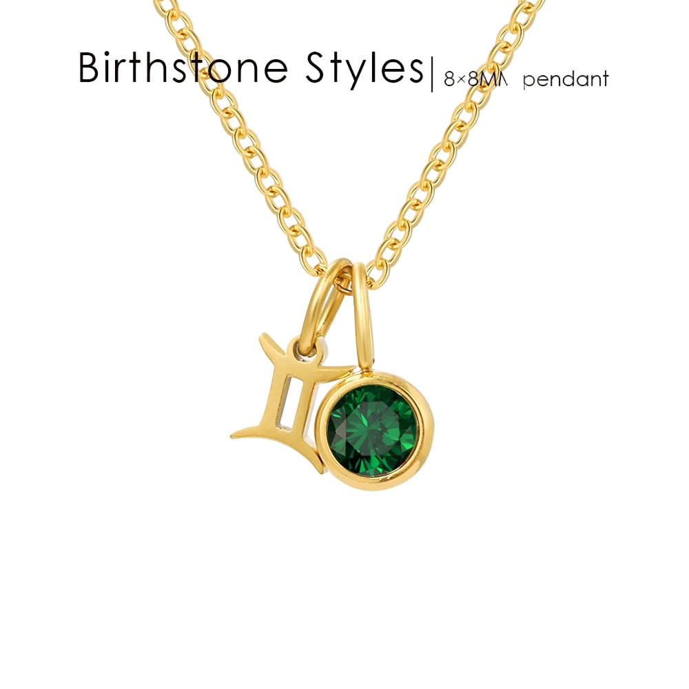 14K Gold, Silver & Rose Gold Zodiac Birthstone Necklace