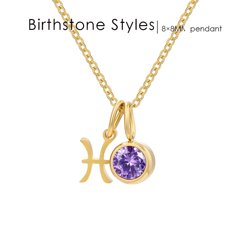 14K Gold, Silver & Rose Gold Zodiac Birthstone Necklace