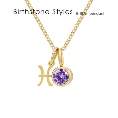 14K Gold, Silver & Rose Gold Zodiac Birthstone Necklace