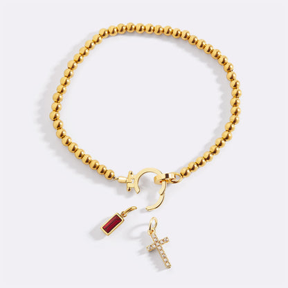 Cross Charm Birthstone Bracelet
