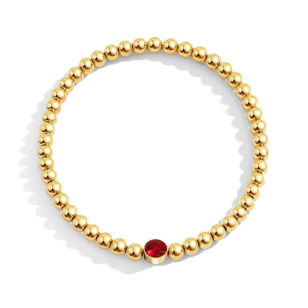 Gold Beaded Bubble Birthstone Bracelet