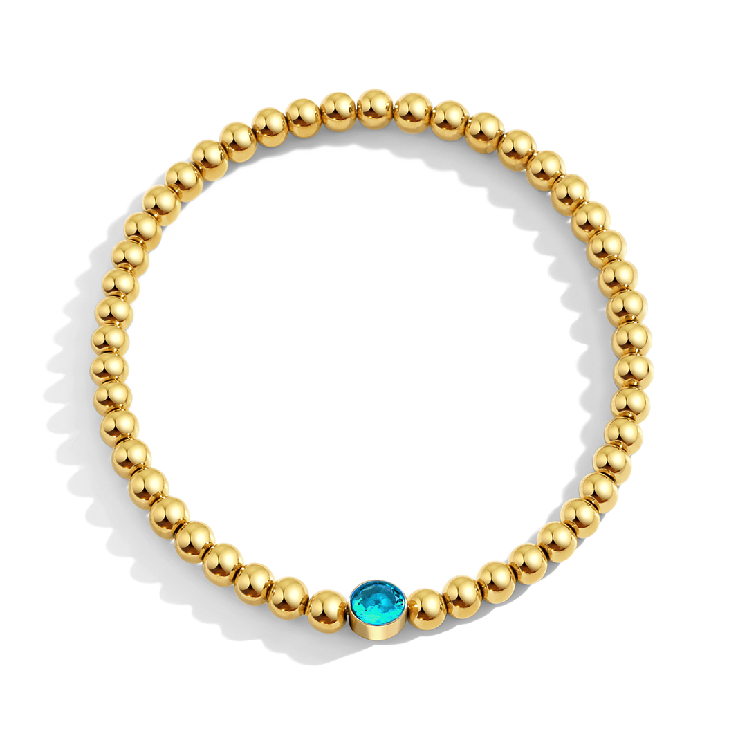 Gold Beaded Bubble Birthstone Bracelet