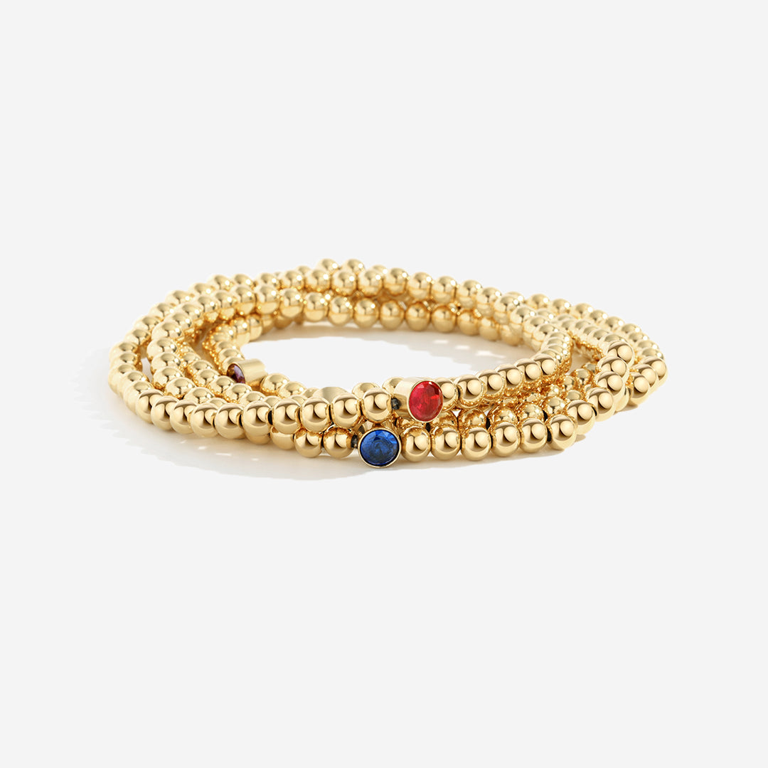 Gold Beaded Bubble Birthstone Bracelet