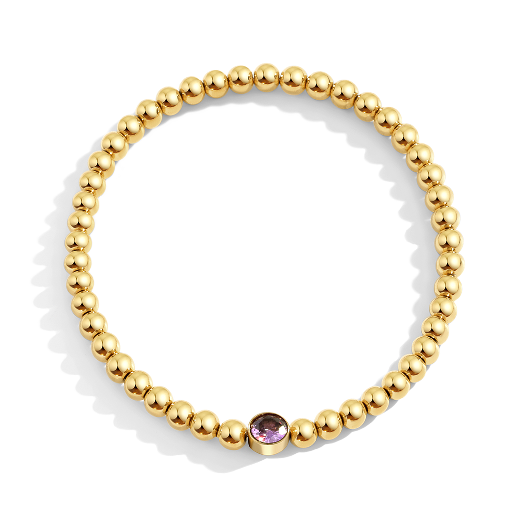 Gold Beaded Bubble Birthstone Bracelet