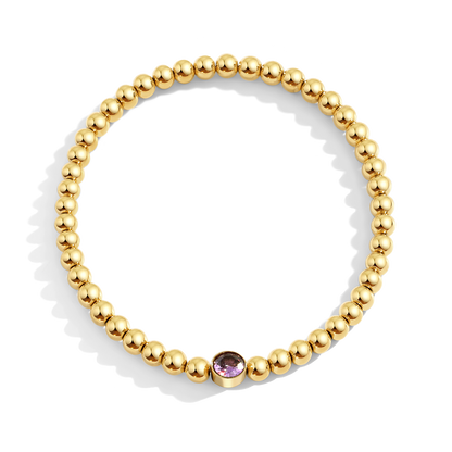 Gold Beaded Bubble Birthstone Bracelet