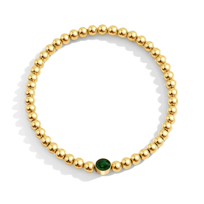 Gold Beaded Bubble Birthstone Bracelet