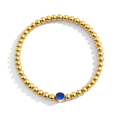 Gold Beaded Bubble Birthstone Bracelet