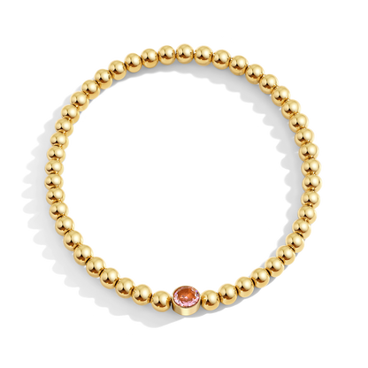 Gold Beaded Bubble Birthstone Bracelet