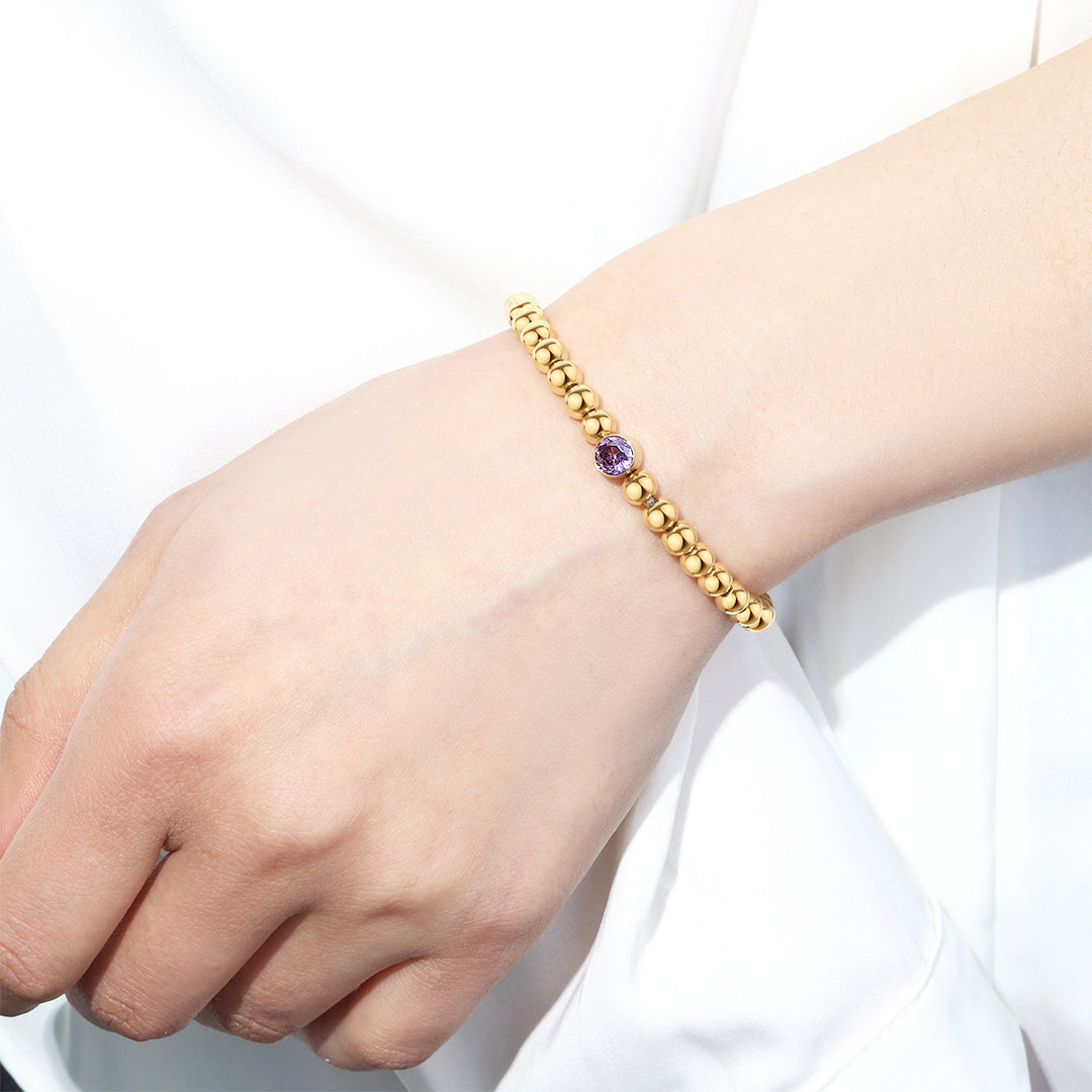 Gold Beaded Bubble Birthstone Bracelet