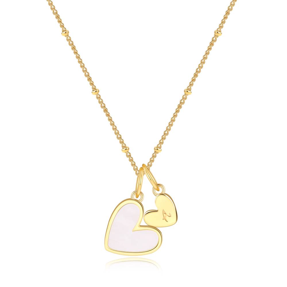 Mother Of Pearl Heart Initial Necklace