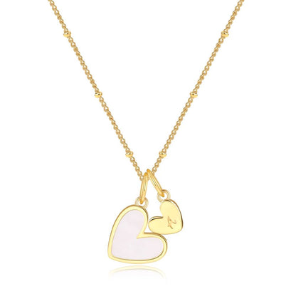 Mother Of Pearl Heart Initial Necklace